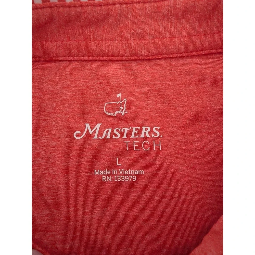 Masters Tech Mens Golf Polo Shirt Large Orange White Striped Short Sleeve Logo - Picture 5 of 10